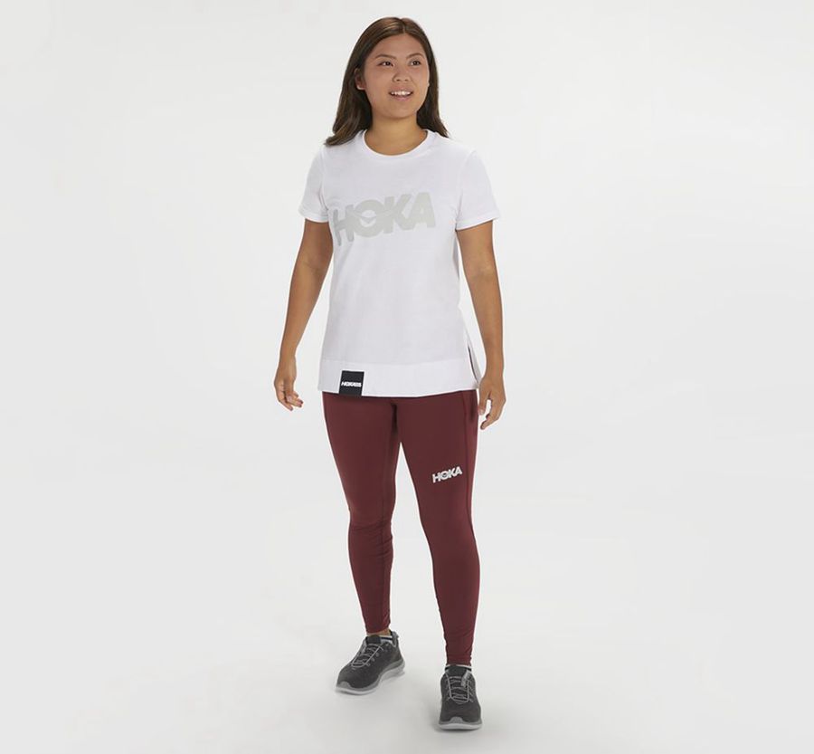 Hoka Womens Tee NZ - Hoka One One Brand White (HBE178530)